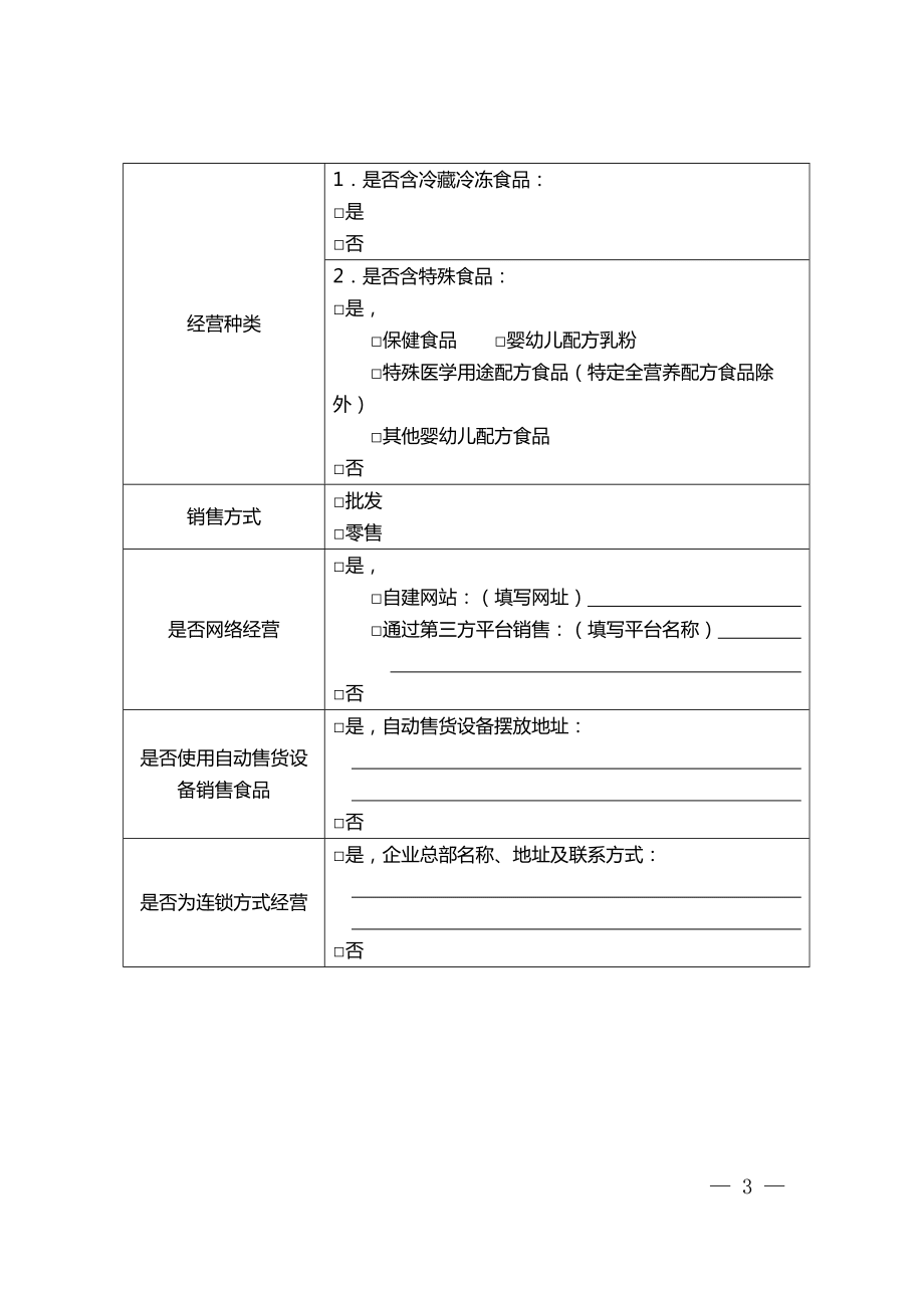 仅销售预包装食品经营者备案信息采集表、备案注销表、编号规则